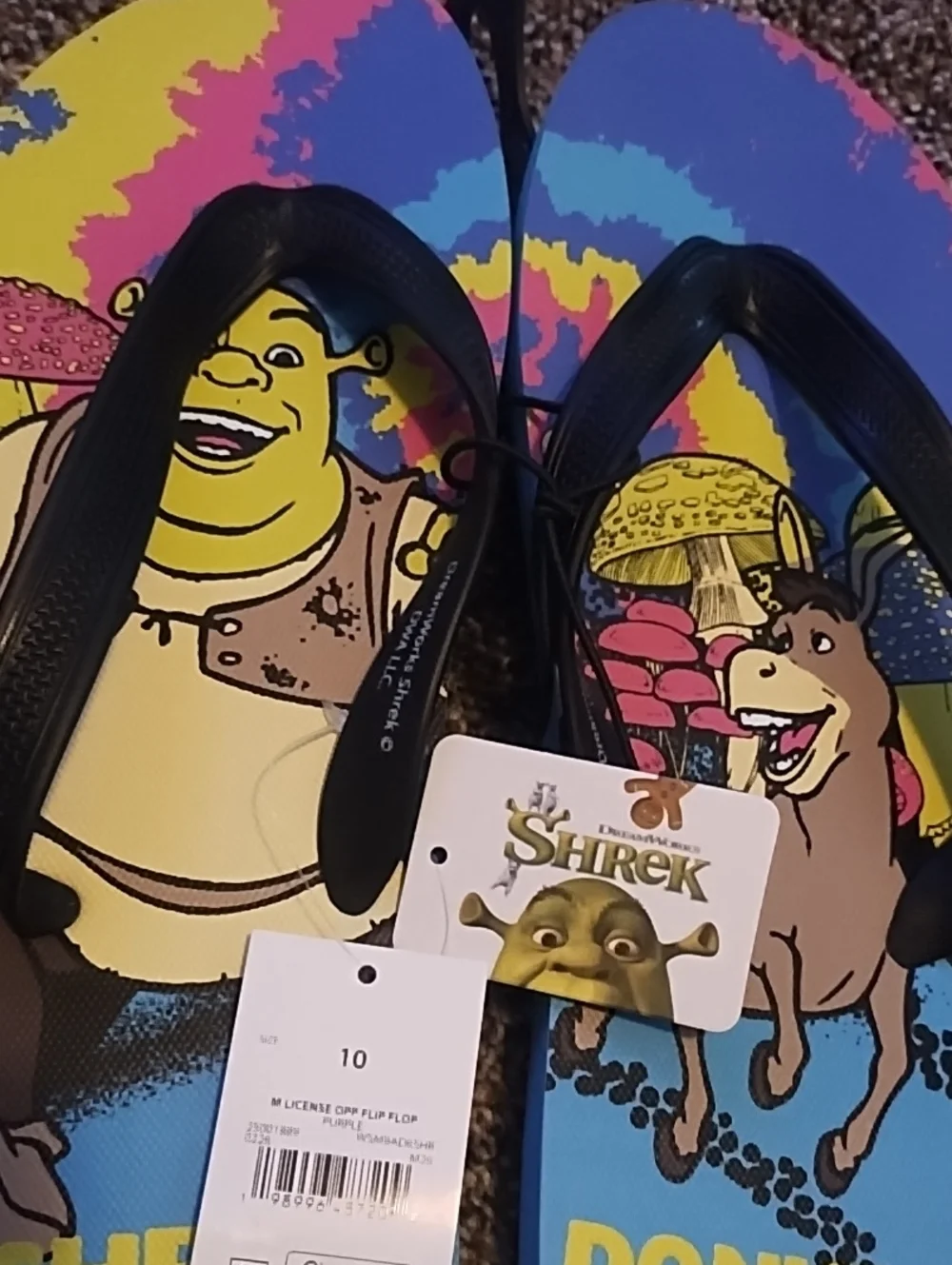Shrek Donkey Flip Flops - Colorful Graphic Sandals